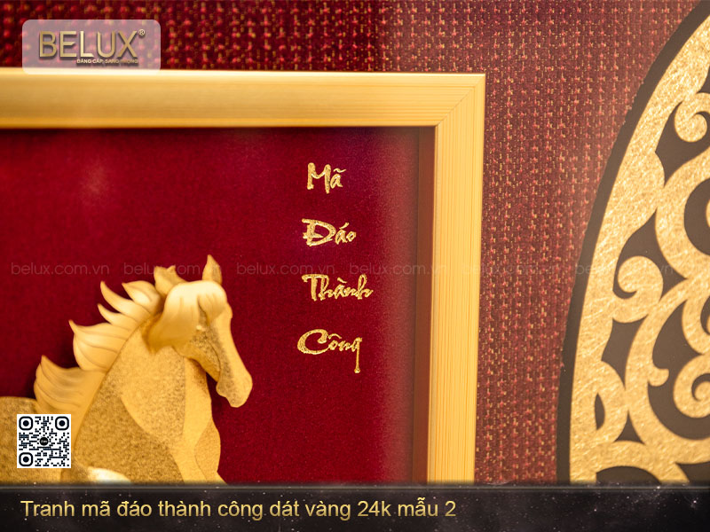 Tranh quà tặng mã đáo thành công dát vàng 24k mẫu 2